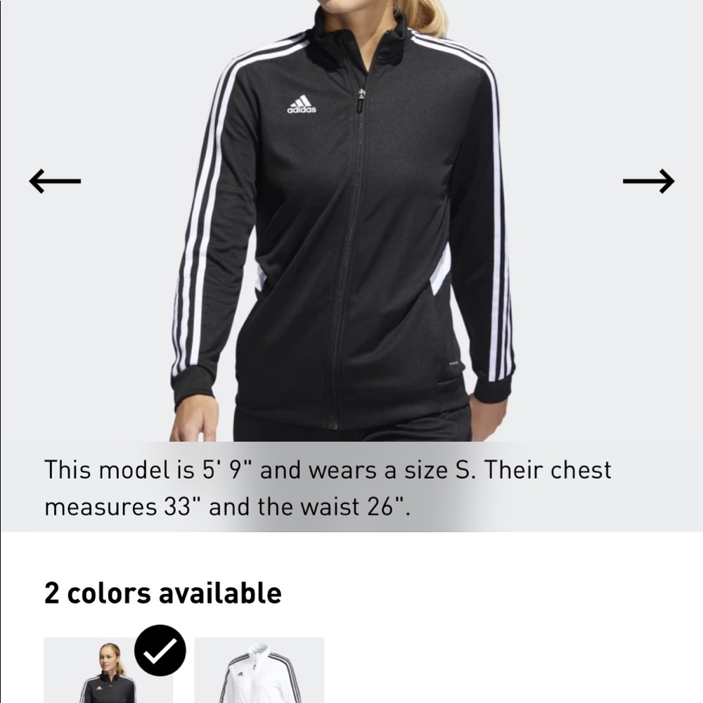 Red Adidas track suit.